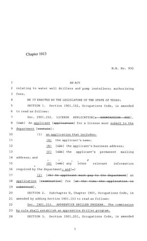 84th Texas Legislature, Regular Session, House Bill 930, Chapter 1013