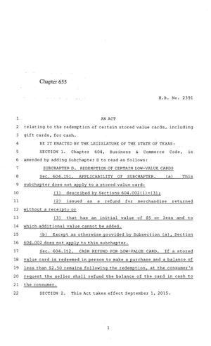 84th Texas Legislature, Regular Session, House Bill 2391, Chapter 655