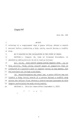 84th Texas Legislature, Regular Session, House Bill 324, Chapter 997