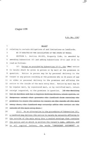 84th Texas Legislature, Regular Session, Senate Bill 1367, Chapter 1198