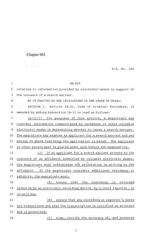 84th Texas Legislature, Regular Session, House Bill 326, Chapter 683