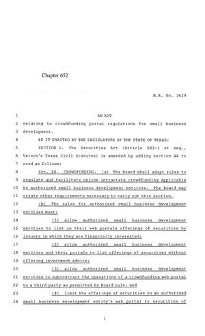 84th Texas Legislature, Regular Session, House Bill 1629, Chapter 652