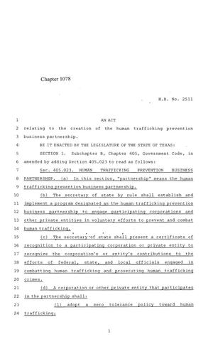 84th Texas Legislature, Regular Session, House Bill 2511, Chapter 1078