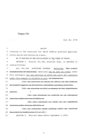 84th Texas Legislature, Regular Session, House Bill 2778, Chapter 570