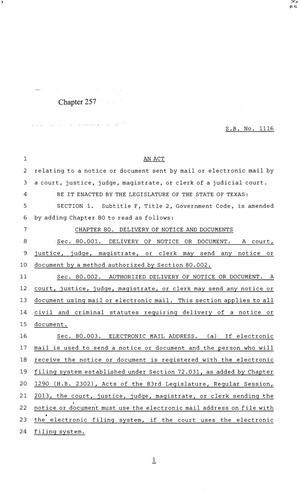 84th Texas Legislature, Regular Session, Senate Bill 1116, Chapter 257