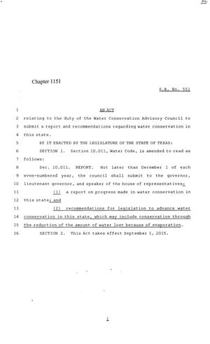 84th Texas Legislature, Regular Session, Senate Bill 551, Chapter 1151