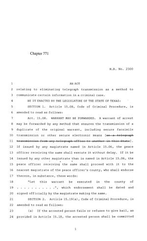 84th Texas Legislature, Regular Session, House Bill 2300, Chapter 771