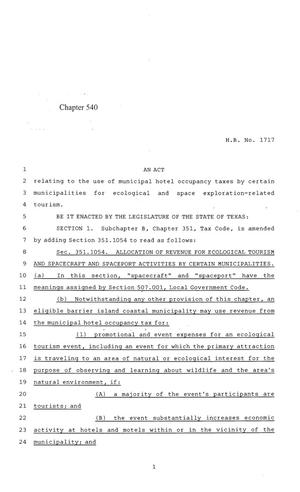 84th Texas Legislature, Regular Session, House Bill 1717, Chapter 540