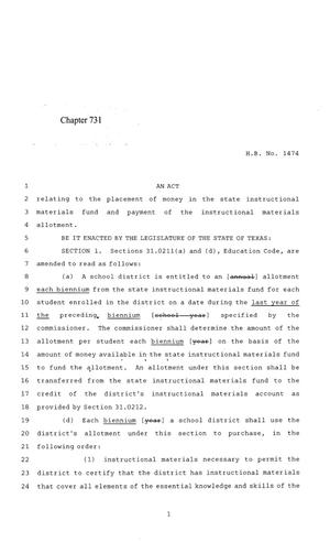 84th Texas Legislature, Regular Session, House Bill 1474, Chapter 731