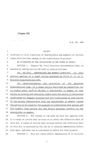 Primary view of 84th Texas Legislature, Regular Session, House Bill 968, Chapter 283