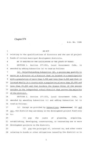 84th Texas Legislature, Regular Session, House Bill 3186, Chapter 874