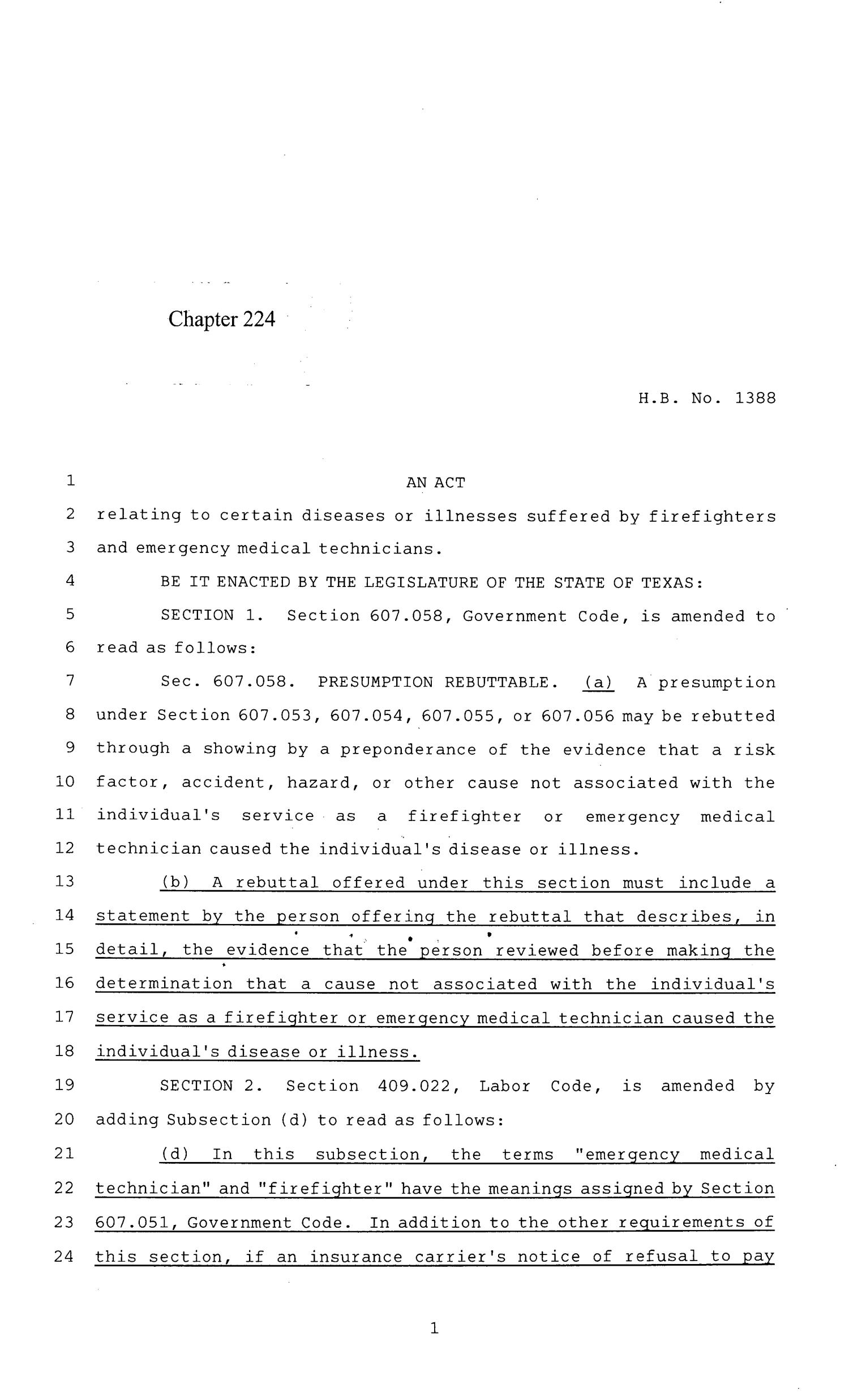 84th Texas Legislature, Regular Session, House Bill 1388, Chapter 224
                                                
                                                    [Sequence #]: 1 of 8
                                                