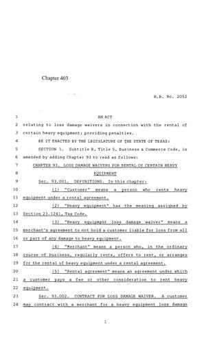 84th Texas Legislature, Regular Session, House Bill 2052, Chapter 403