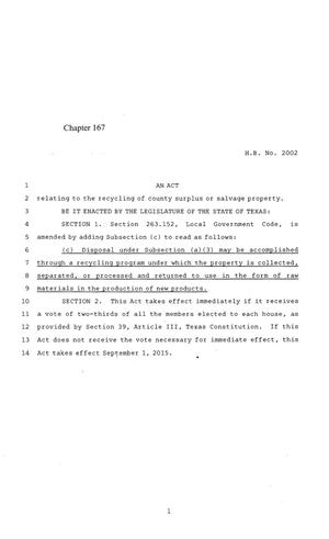 84th Texas Legislature, Regular Session, House Bill 2002, Chapter 167
