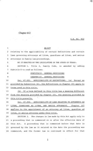 84th Texas Legislature, Regular Session, Senate Bill 822, Chapter 612