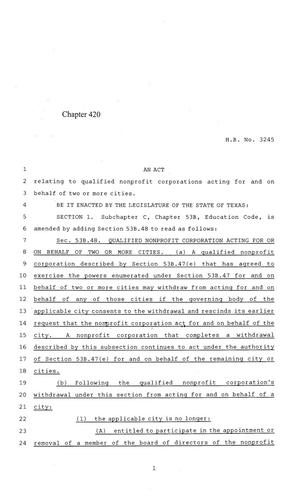 84th Texas Legislature, Regular Session, House Bill 3245, Chapter 420