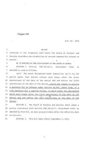 84th Texas Legislature, Regular Session, House Bill 1914, Chapter 358