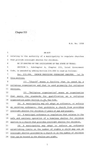 84th Texas Legislature, Regular Session, House Bill 1558, Chapter 533