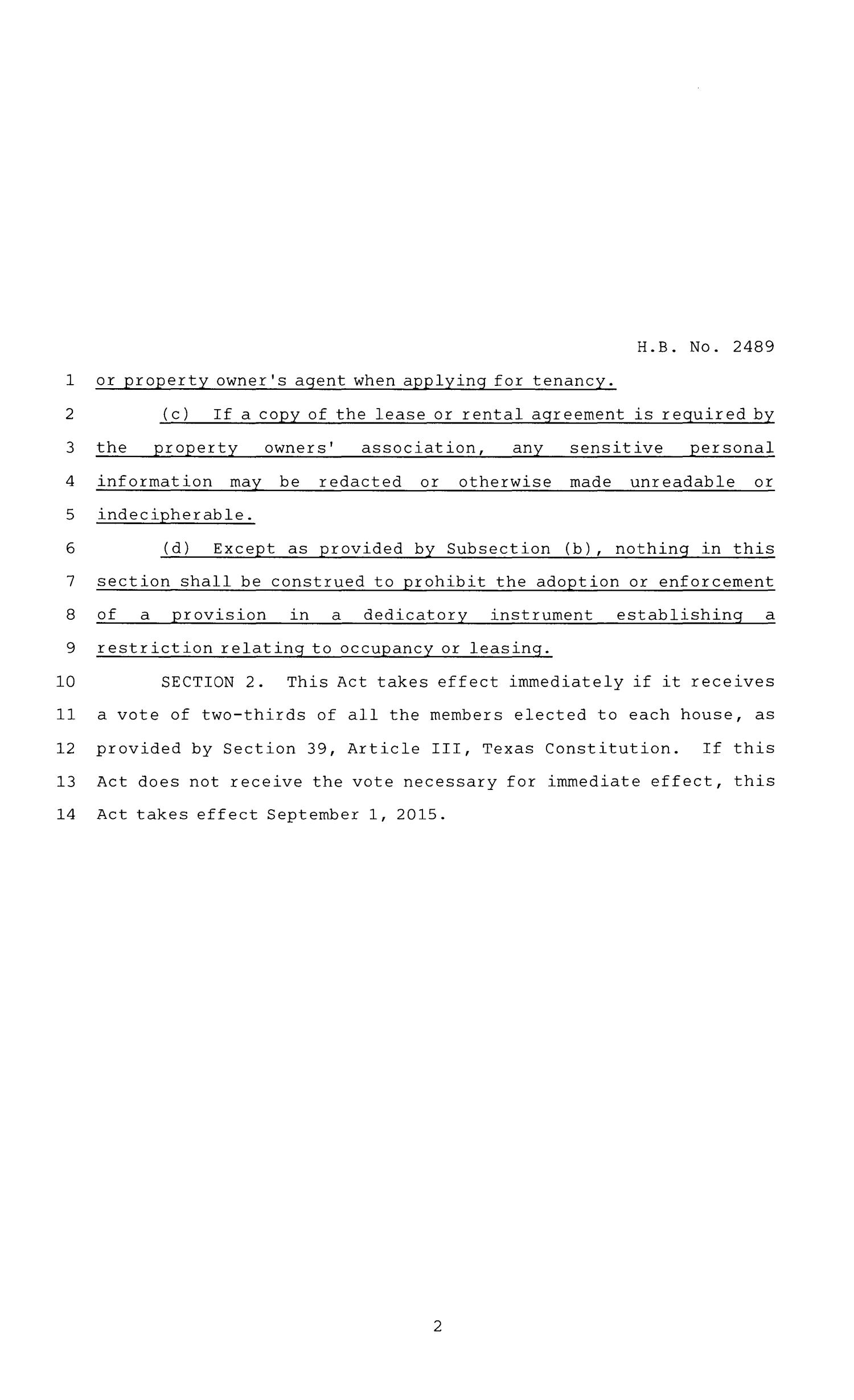 84th Texas Legislature, Regular Session, House Bill 2489, Chapter 1077
                                                
                                                    [Sequence #]: 2 of 8
                                                