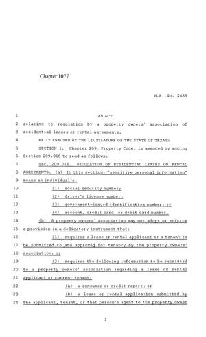 84th Texas Legislature, Regular Session, House Bill 2489, Chapter 1077