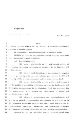 84th Texas Legislature, Regular Session, House Bill 2200, Chapter 133