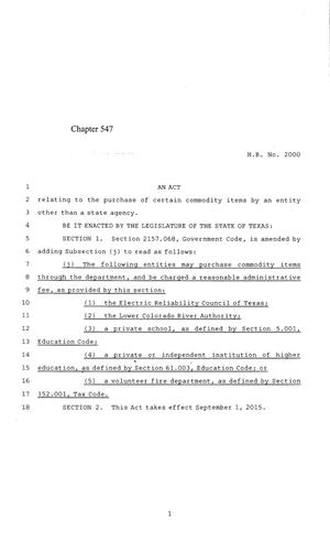 84th Texas Legislature, Regular Session, House Bill 2000, Chapter 547