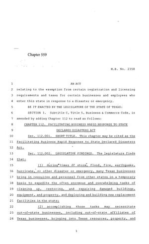 84th Texas Legislature, Regular Session, House Bill 2358, Chapter 559