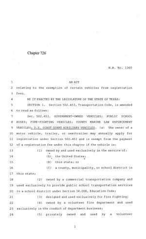 84th Texas Legislature, Regular Session, House Bill 1360, Chapter 726