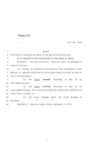 84th Texas Legislature, Regular Session, House Bill 2354, Chapter 558
