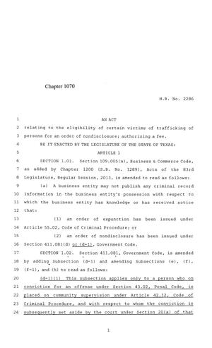 84th Texas Legislature, Regular Session, House Bill 2286, Chapter 1070