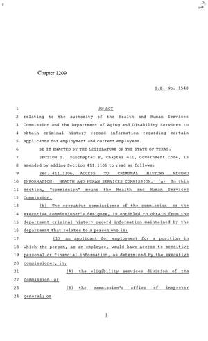 84th Texas Legislature, Regular Session, Senate Bill 1540, Chapter 1209