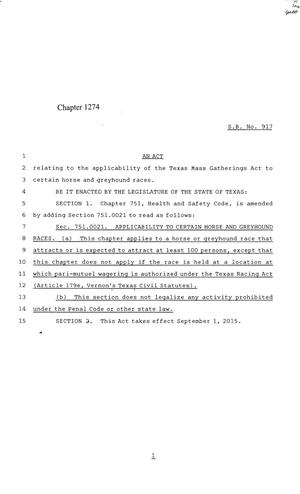 84th Texas Legislature, Regular Session, Senate Bill 917, Chapter 1274