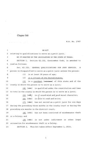 84th Texas Legislature, Regular Session, House Bill 2747, Chapter 568