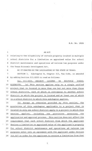 84th Texas Legislature, Regular Session, House Bill 2826