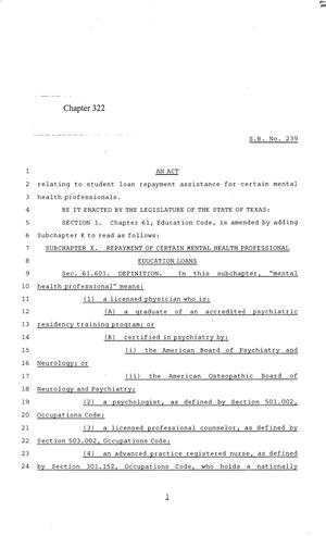 84th Texas Legislature, Regular Session, Senate Bill 239, Chapter 322
