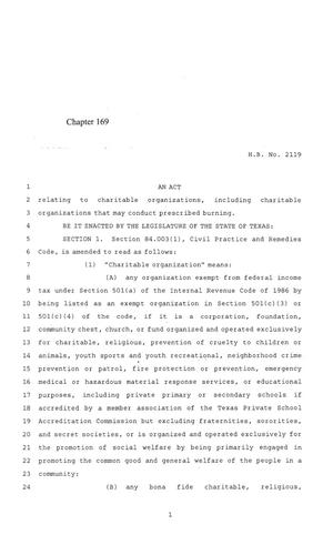 84th Texas Legislature, Regular Session, House Bill 2119, Chapter 169