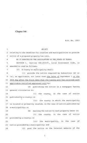 84th Texas Legislature, Regular Session, House Bill 1953, Chapter 546
