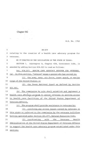 84th Texas Legislature, Regular Session, House Bill 1762, Chapter 542