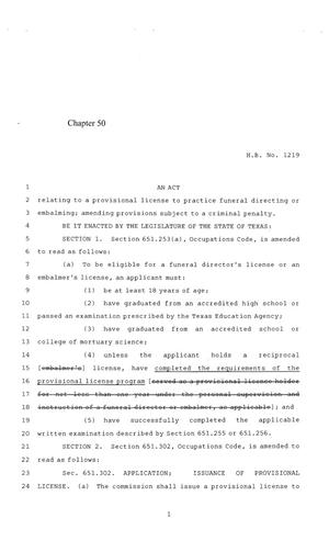 84th Texas Legislature, Regular Session, House Bill 1219, Chapter 50