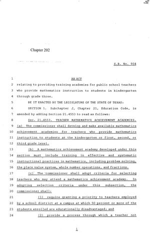 84th Texas Legislature, Regular Session, Senate Bill 934, Chapter 202