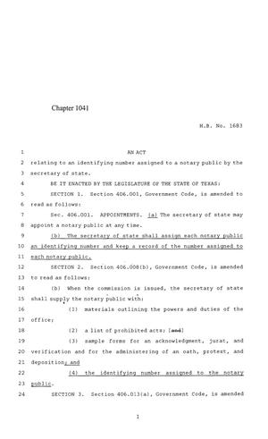 84th Texas Legislature, Regular Session, House Bill 1683, Chapter 1041
