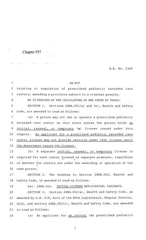 84th Texas Legislature, Regular Session, House Bill 2340, Chapter 557
