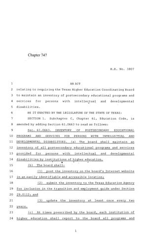 84th Texas Legislature, Regular Session, House Bill 1807, Chapter 747