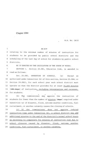 84th Texas Legislature, Regular Session, House Bill 2610, Chapter 1084