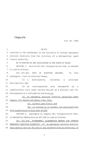 84th Texas Legislature, Regular Session, House Bill 3666, Chapter 876