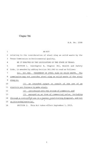 84th Texas Legislature, Regular Session, House Bill 2598, Chapter 786
