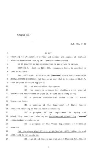 84th Texas Legislature, Regular Session, House Bill 1621, Chapter 1037