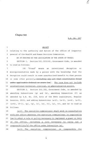 84th Texas Legislature, Regular Session, Senate Bill 207, Chapter 945