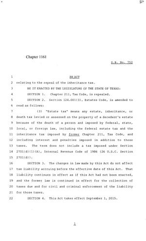 84th Texas Legislature, Regular Session, Senate Bill 752, Chapter 1161