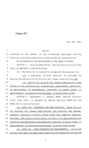 84th Texas Legislature, Regular Session, House Bill 2401, Chapter 487